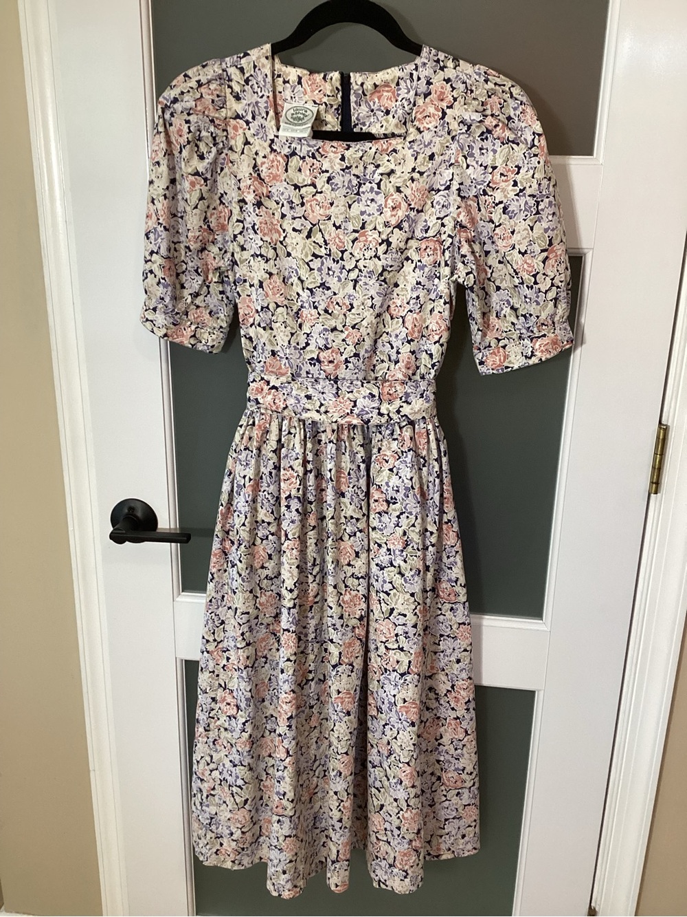 Vintage 80s Laura Ashley Floral Puff Sleeve Midi Dress Cottagecore - 10